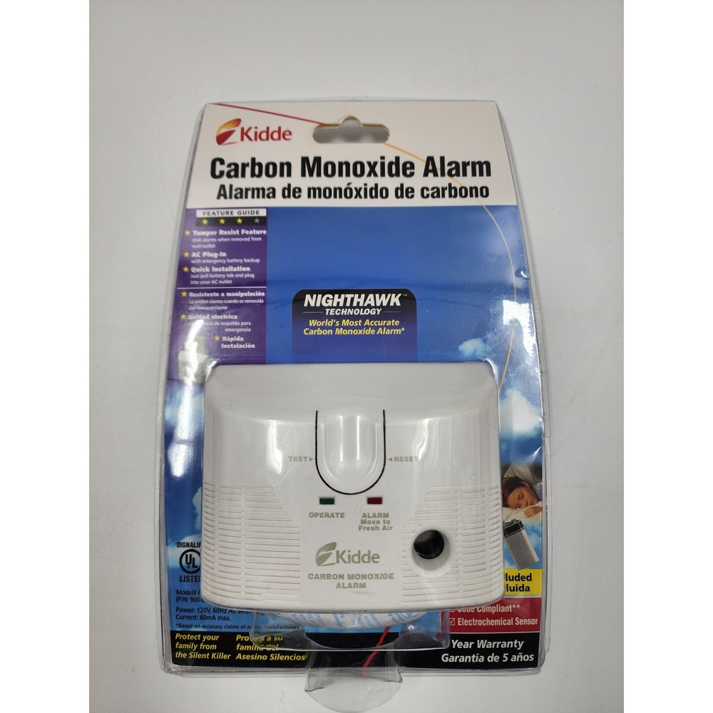 Kidde Nighthawk Carbon Monoxide Alarm AC Plug-In Battery Backup KN-COB-LCB-A